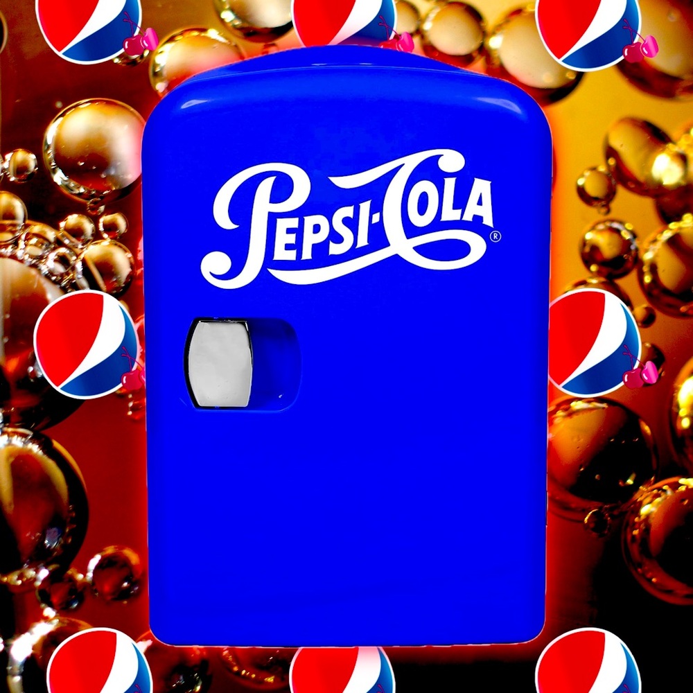 Pepsi-Cola Retro 6-Can Mini Fridge Cooler & Warmer, Blue, 4L Capacity